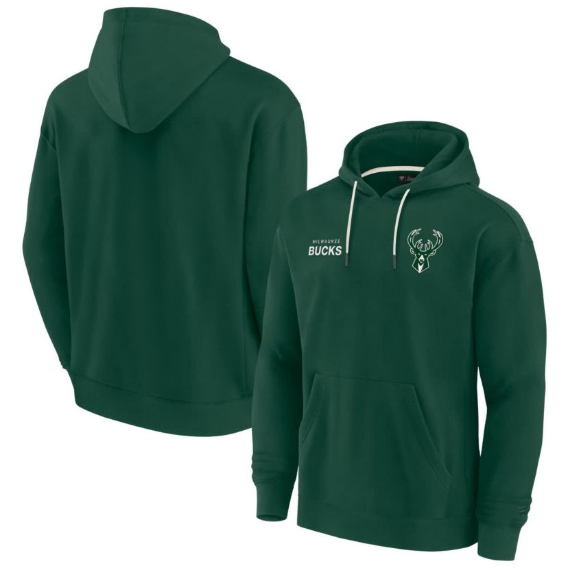 NBA Unisex Fanatics Hunter Milwaukee Bucks Elements Super Soft Fleece Pullover Hoodie