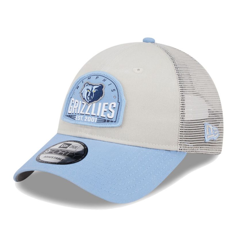 NBA Khaki/Light Memphis Grizzlies Throwback Patch Trucker 9FORTY Adjustable Hat