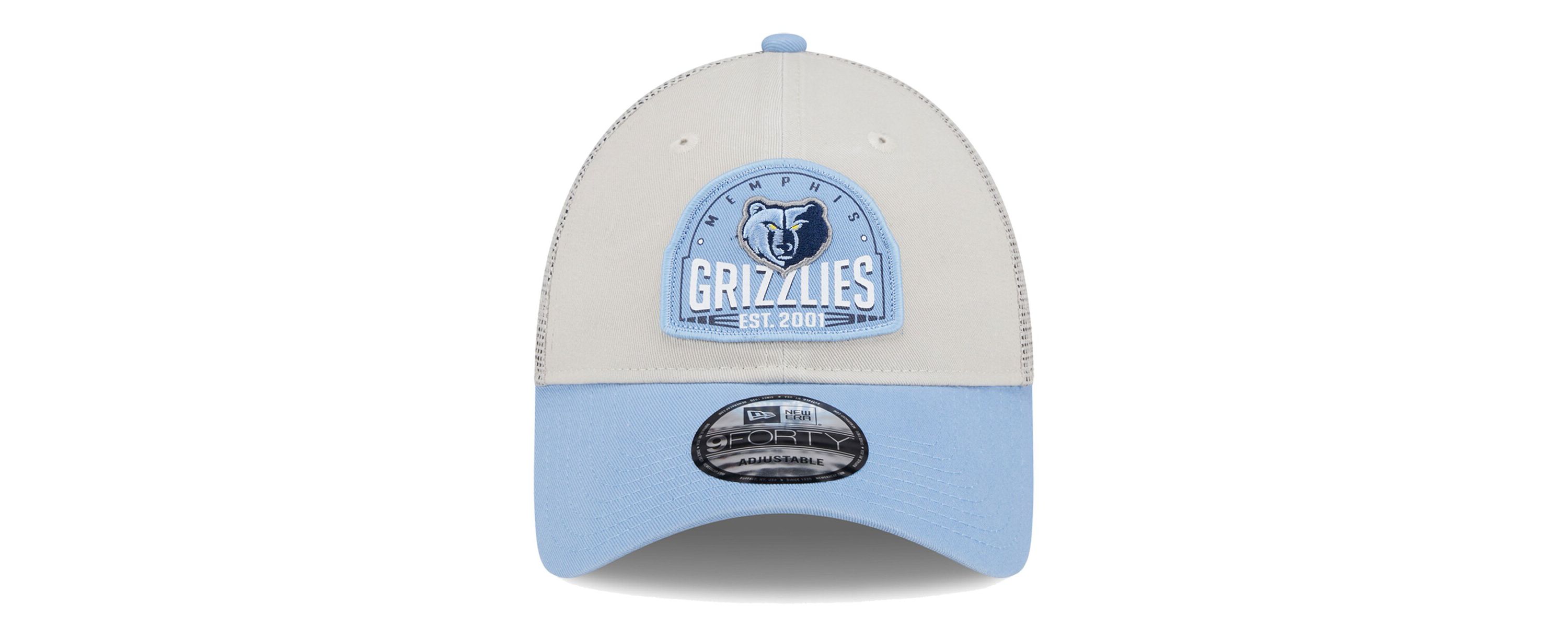 NBA Khaki/Light Memphis Grizzlies Throwback Patch Trucker 9FORTY Adjustable Hat