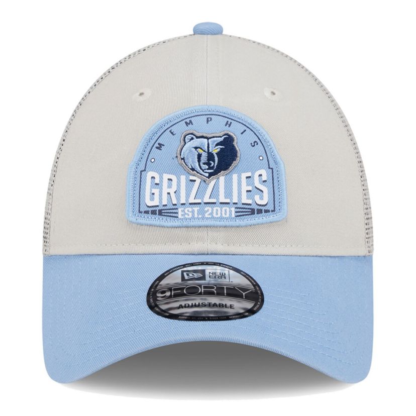 NBA Khaki/Light Memphis Grizzlies Throwback Patch Trucker 9FORTY Adjustable Hat