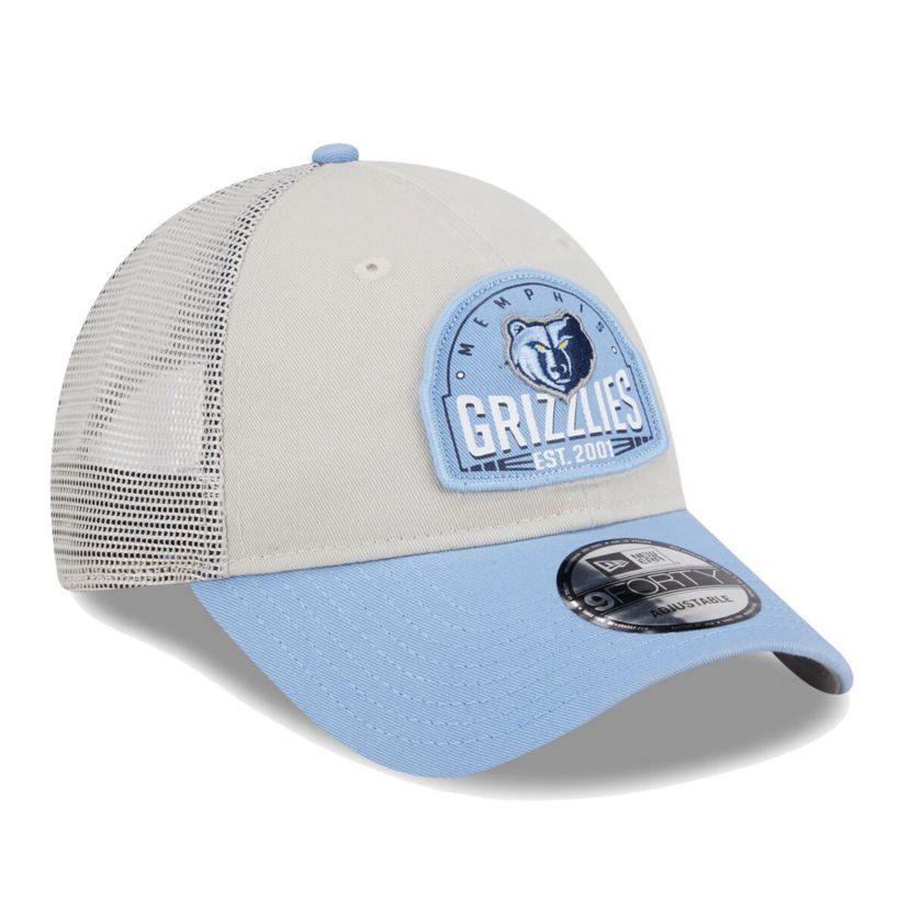NBA Khaki/Light Memphis Grizzlies Throwback Patch Trucker 9FORTY Adjustable Hat