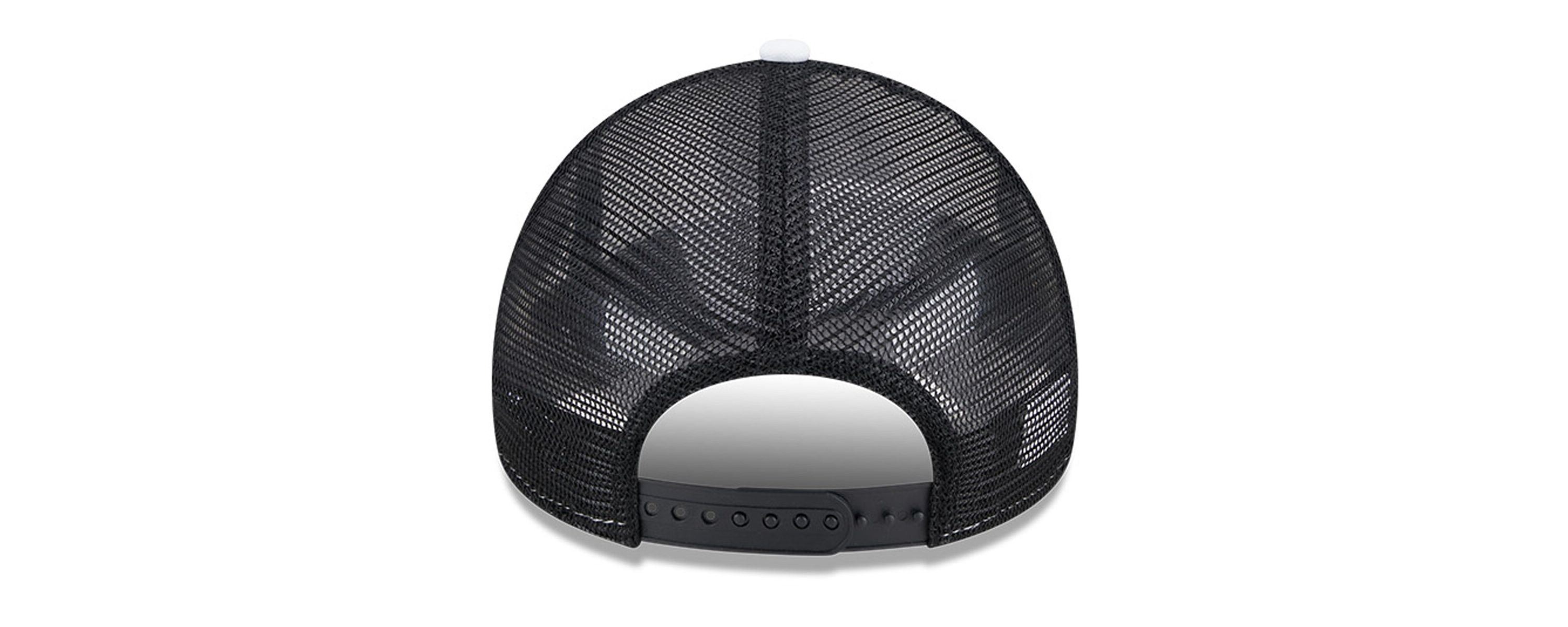 NBA White/Black Brooklyn Nets Court Sport Foam A-Frame 9FORTY Adjustable Trucker Hat