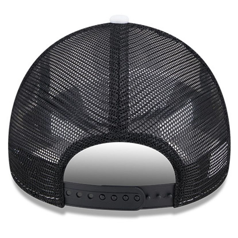 NBA White/Black Brooklyn Nets Court Sport Foam A-Frame 9FORTY Adjustable Trucker Hat