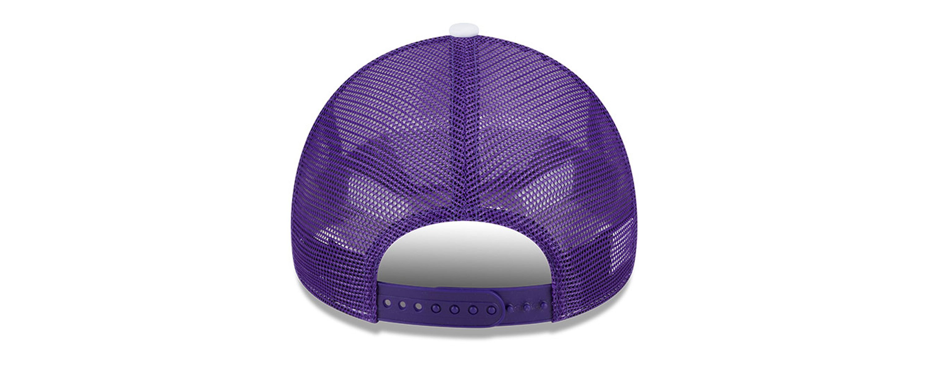 NBA White/Purple Los Angeles Lakers Court Sport Foam A-Frame 9FORTY Adjustable Trucker Hat