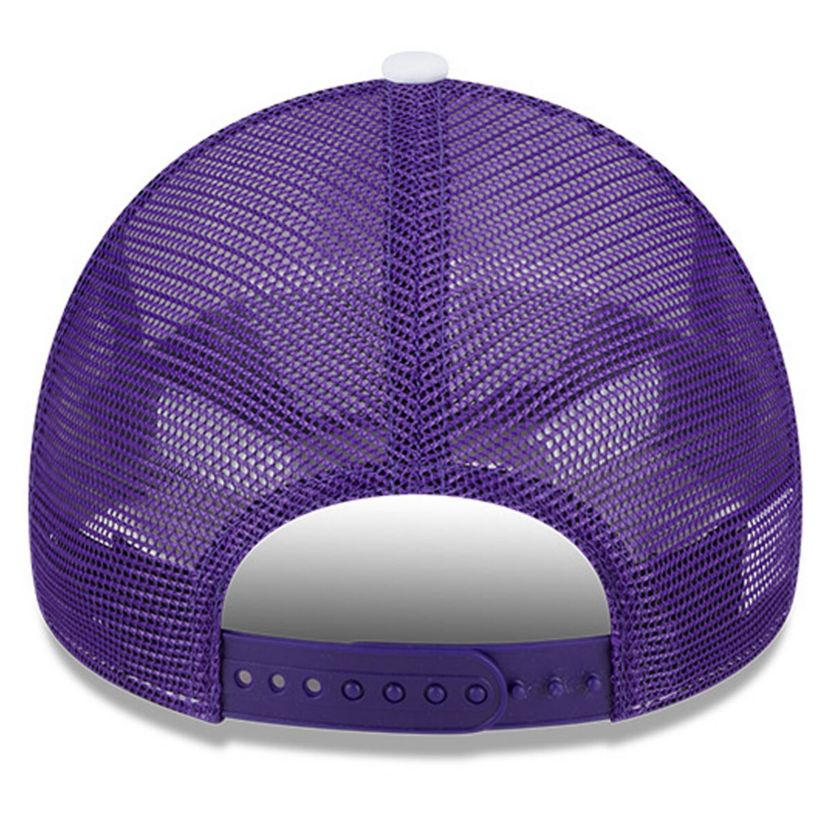 NBA White/Purple Los Angeles Lakers Court Sport Foam A-Frame 9FORTY Adjustable Trucker Hat