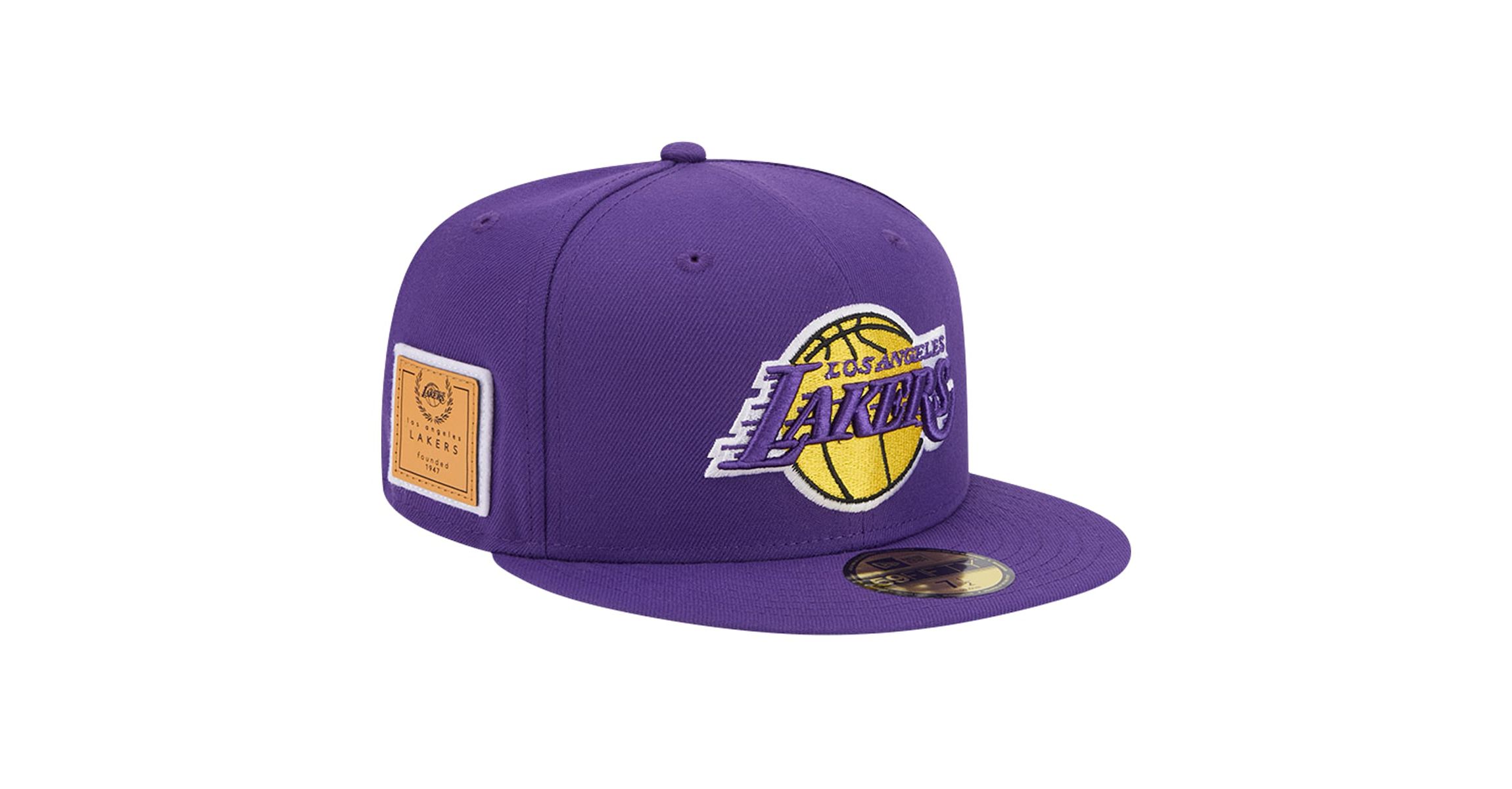 NBA Los Angeles Lakers Court Sport Leather Applique 59FIFTY Fitted Hat
