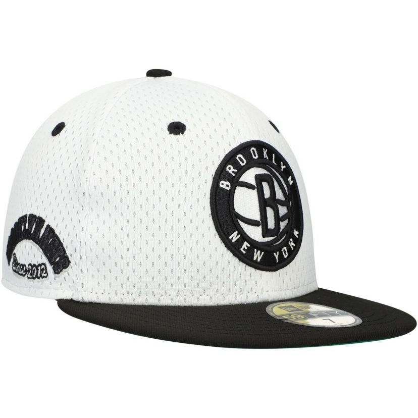 NBA White/Black Brooklyn Nets Throwback 2Tone 59FIFTY Fitted Hat