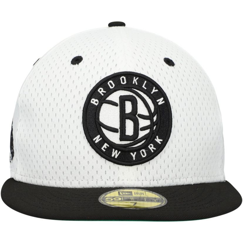 NBA White/Black Brooklyn Nets Throwback 2Tone 59FIFTY Fitted Hat