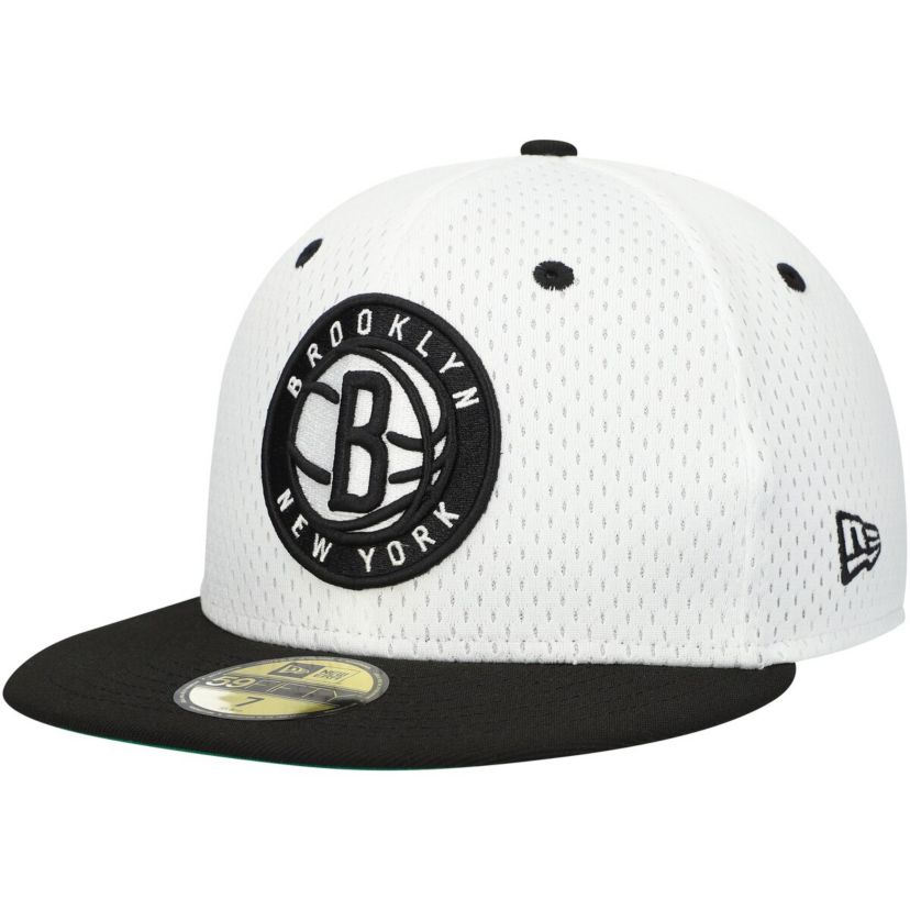NBA White/Black Brooklyn Nets Throwback 2Tone 59FIFTY Fitted Hat