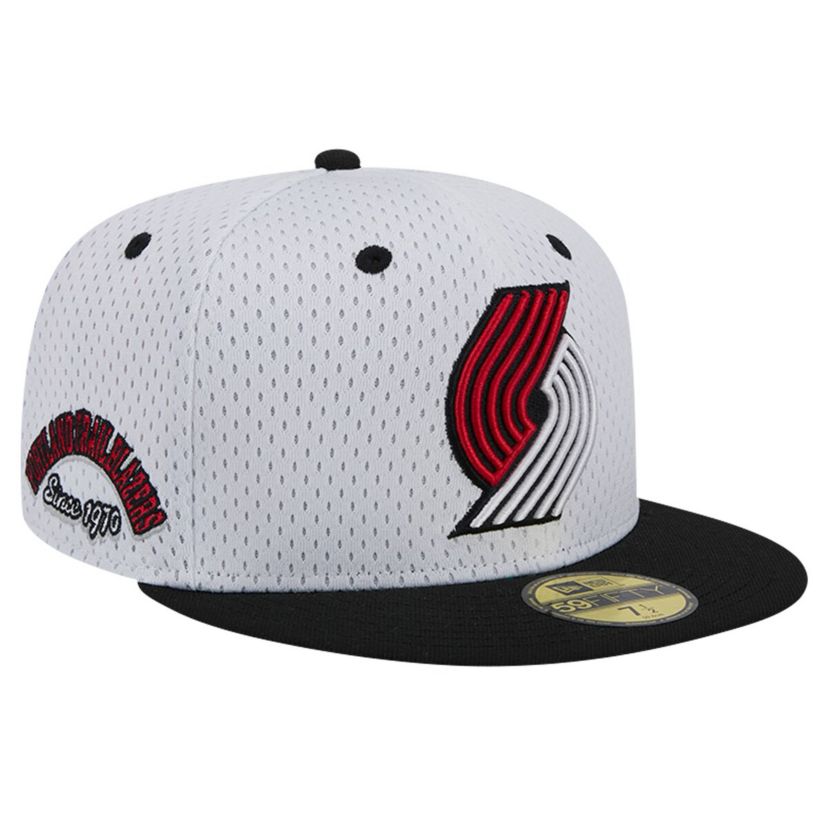 NBA White/Black Portland Trail Blazers Throwback 2Tone 59FIFTY Fitted Hat