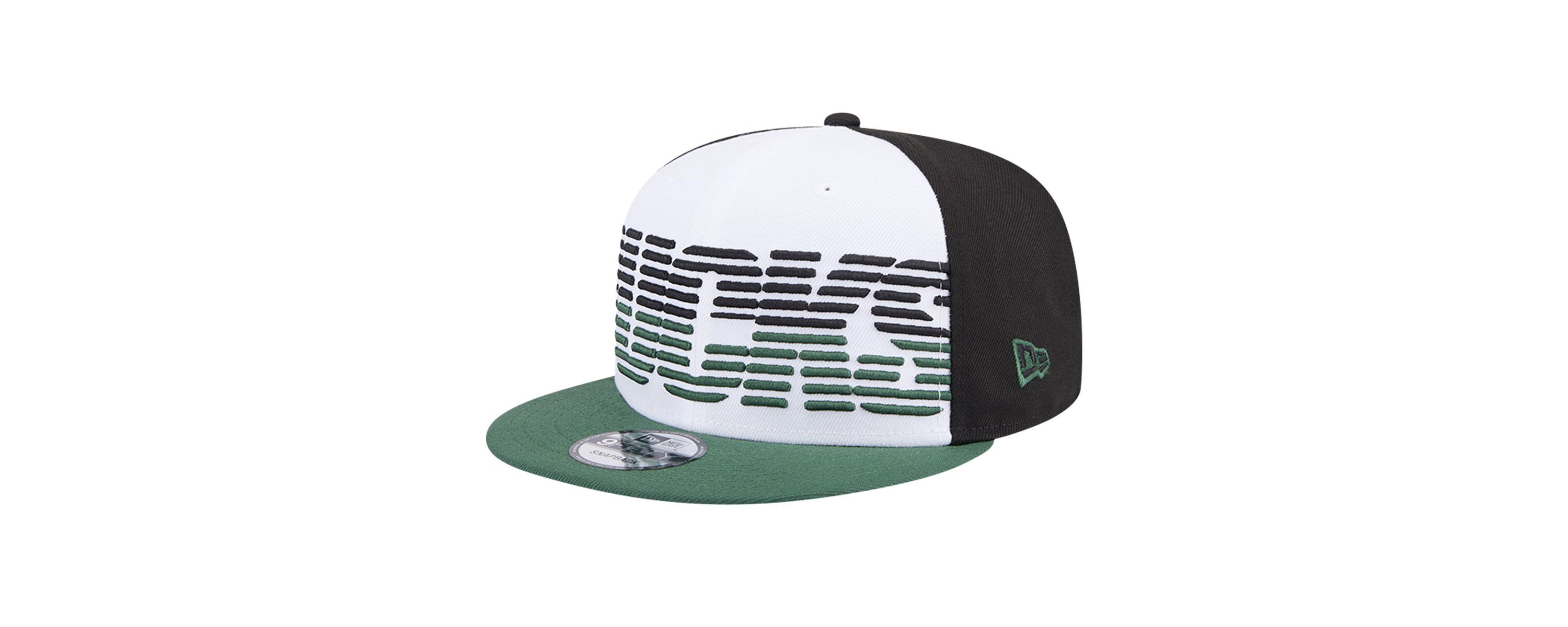 NBA White/Hunter Milwaukee Bucks Throwback Gradient Tech Font 9FIFTY Snapback Hat