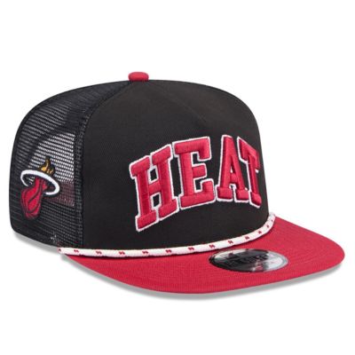 New Era Men's NBA Black/Red Miami Heat Throwback Team Arch Golfer Snapback Hat -  3204155200378843