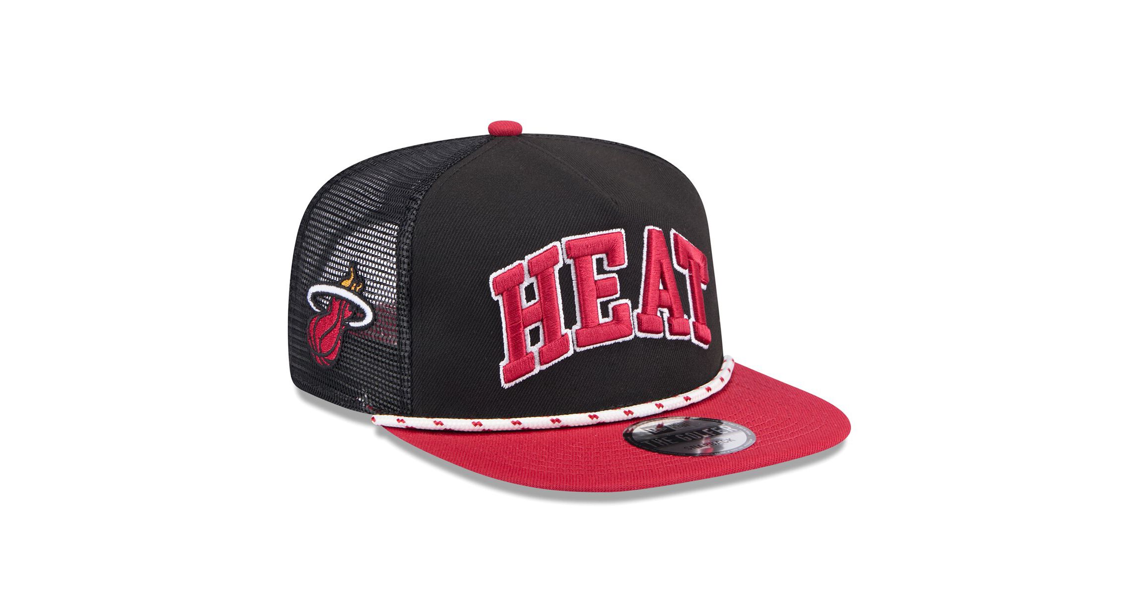 NBA Black/Red Miami Heat Throwback Team Arch Golfer Snapback Hat