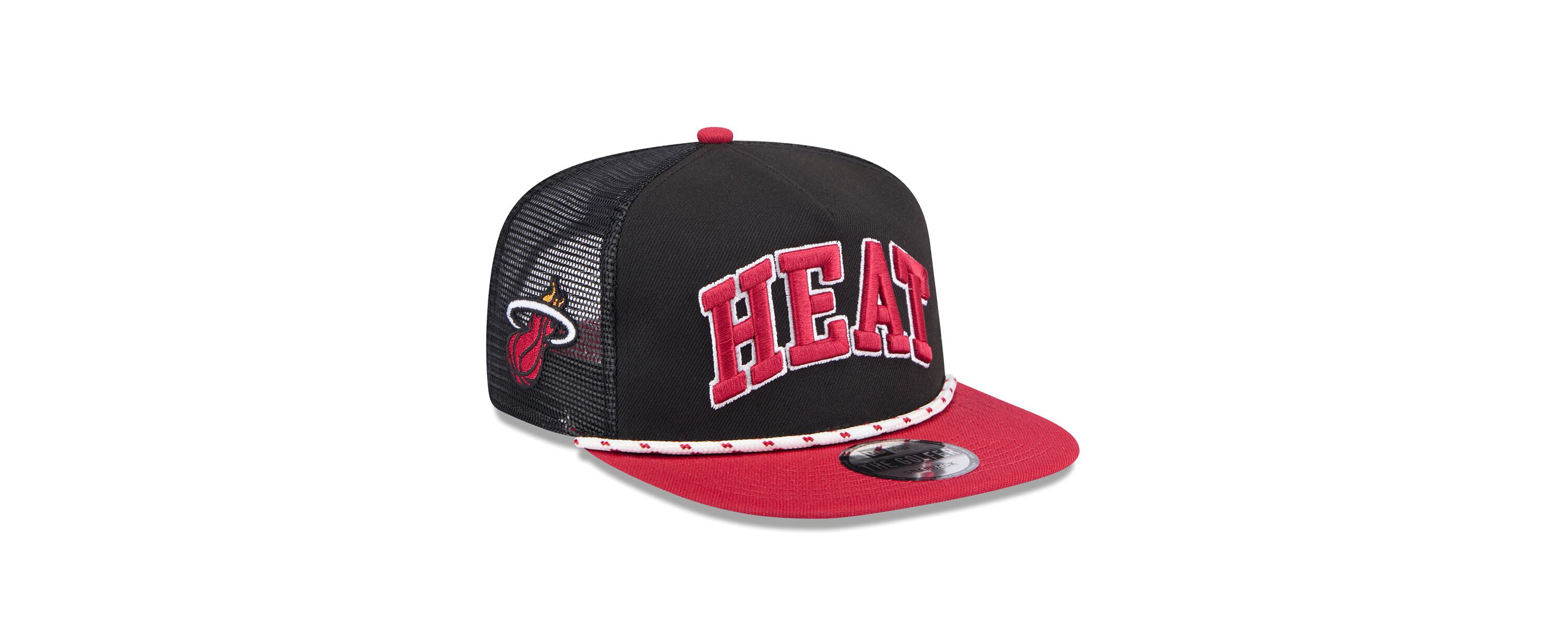 NBA Black/Red Miami Heat Throwback Team Arch Golfer Snapback Hat