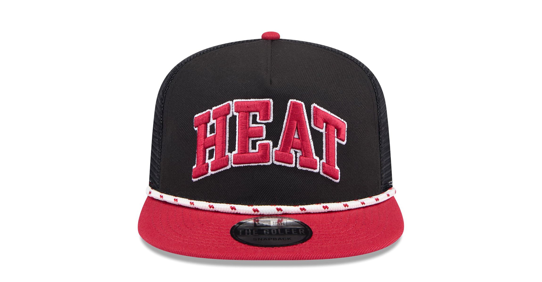 NBA Black/Red Miami Heat Throwback Team Arch Golfer Snapback Hat