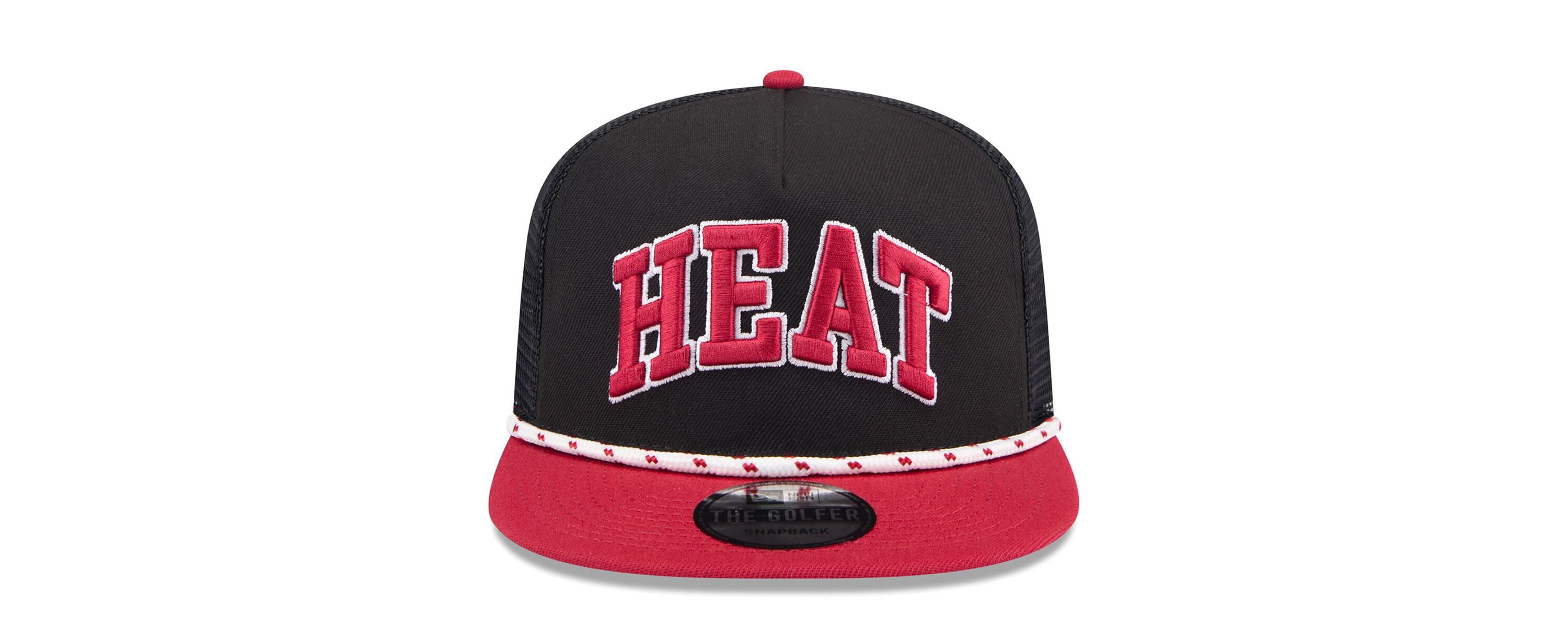 NBA Black/Red Miami Heat Throwback Team Arch Golfer Snapback Hat