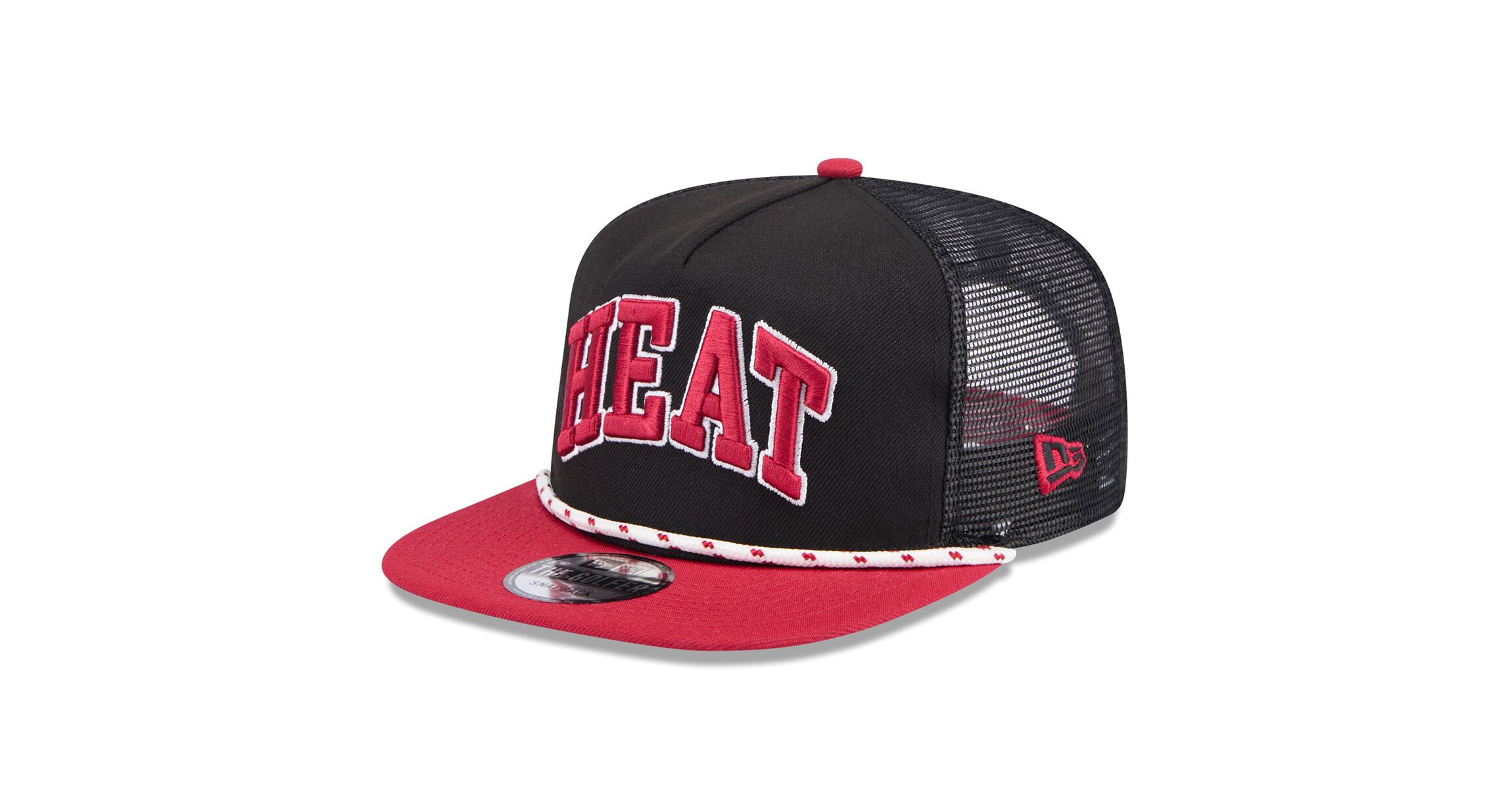 NBA Black/Red Miami Heat Throwback Team Arch Golfer Snapback Hat
