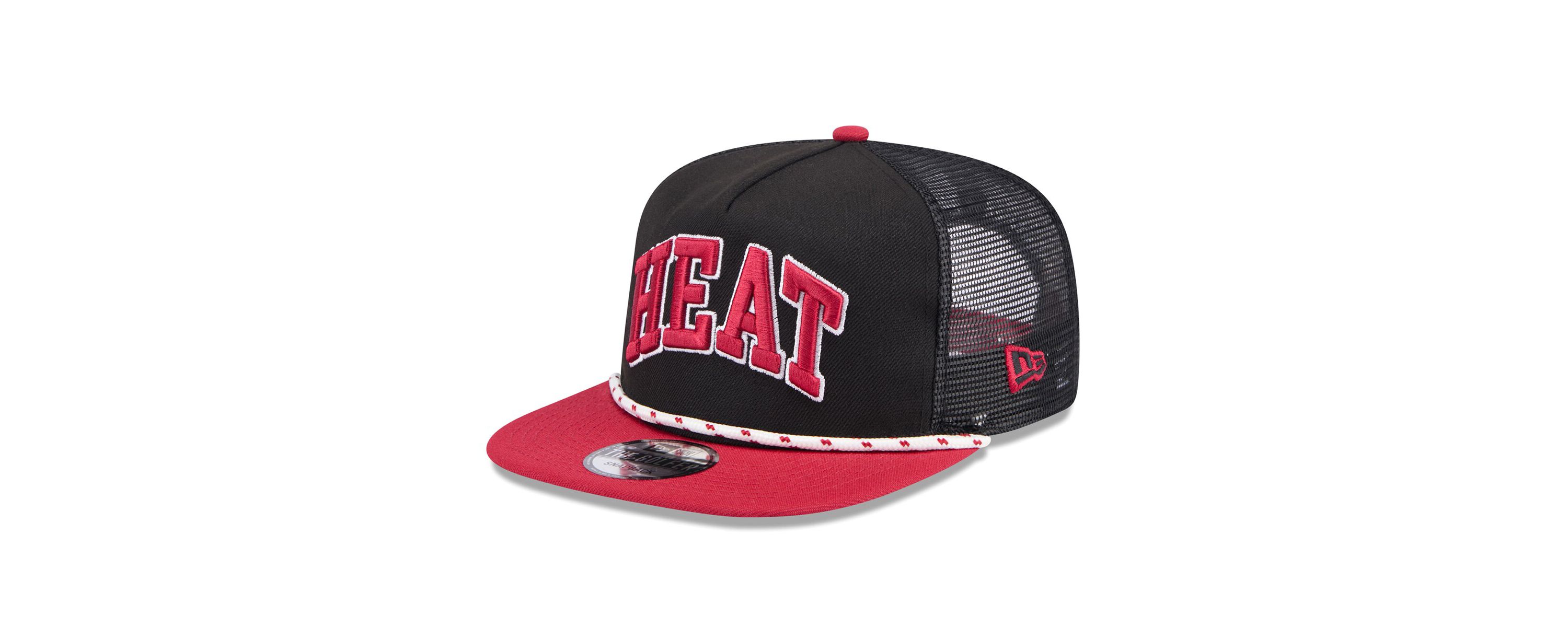 NBA Black/Red Miami Heat Throwback Team Arch Golfer Snapback Hat