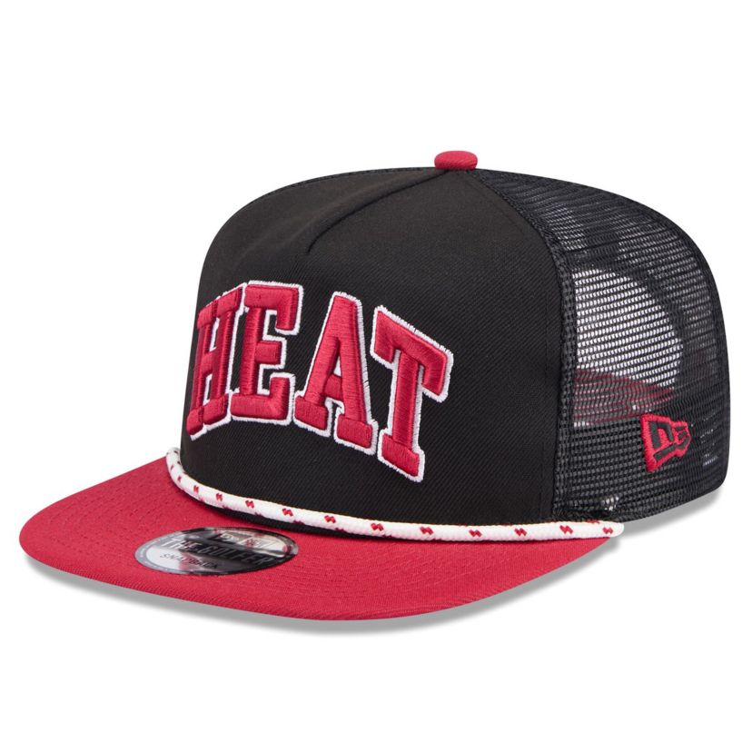 NBA Black/Red Miami Heat Throwback Team Arch Golfer Snapback Hat