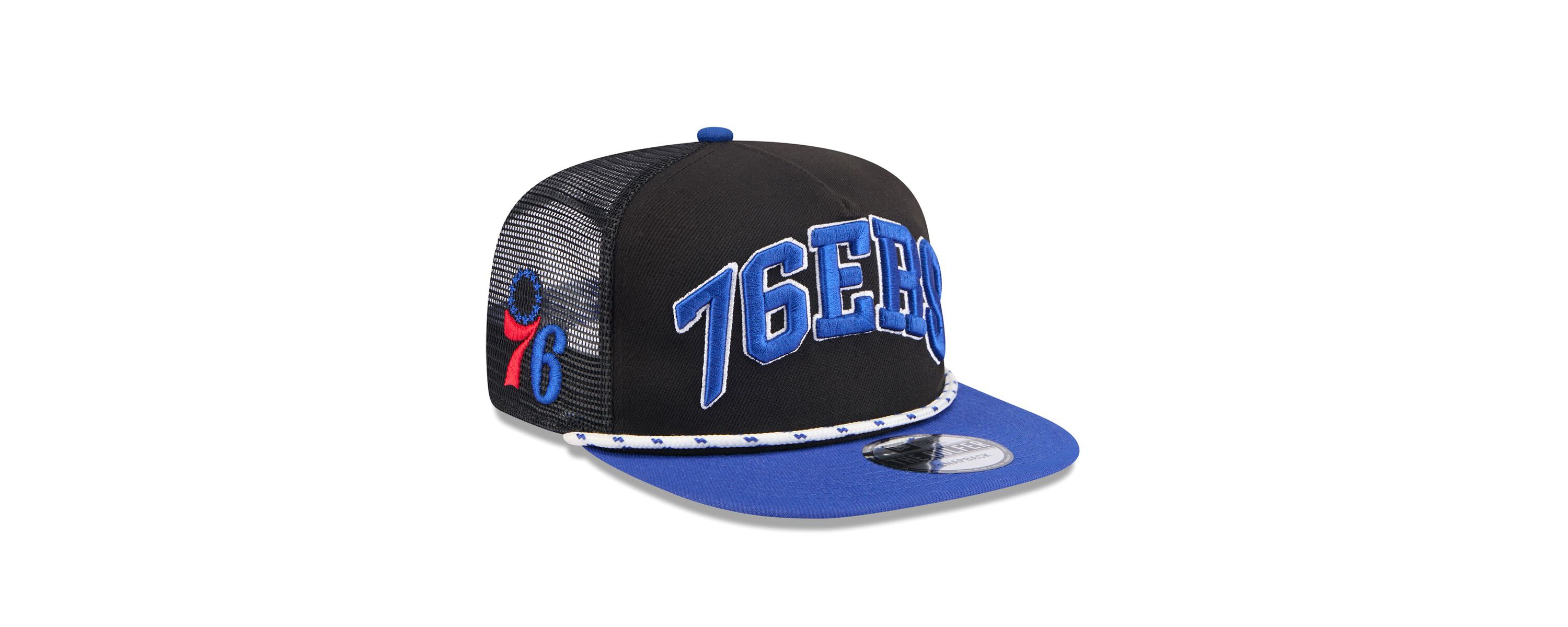 NBA Black/Royal Philadelphia 76ers Throwback Team Arch Golfer Snapback Hat