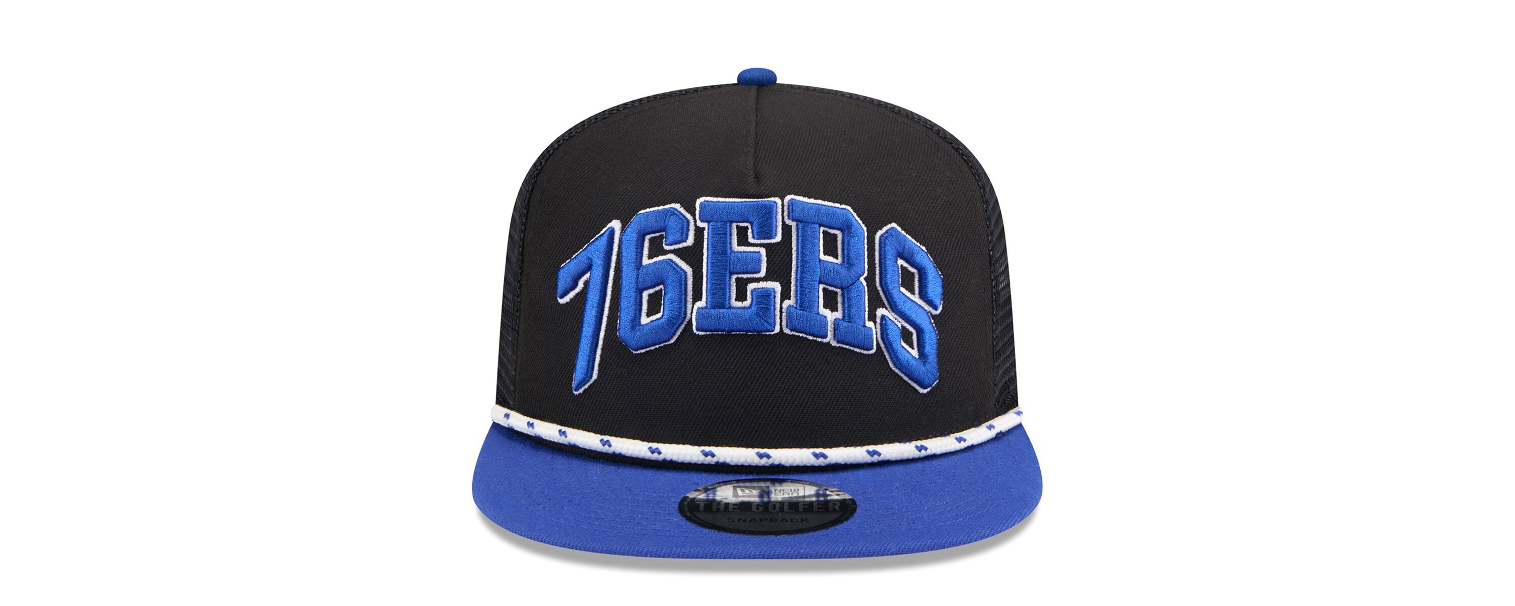 NBA Black/Royal Philadelphia 76ers Throwback Team Arch Golfer Snapback Hat