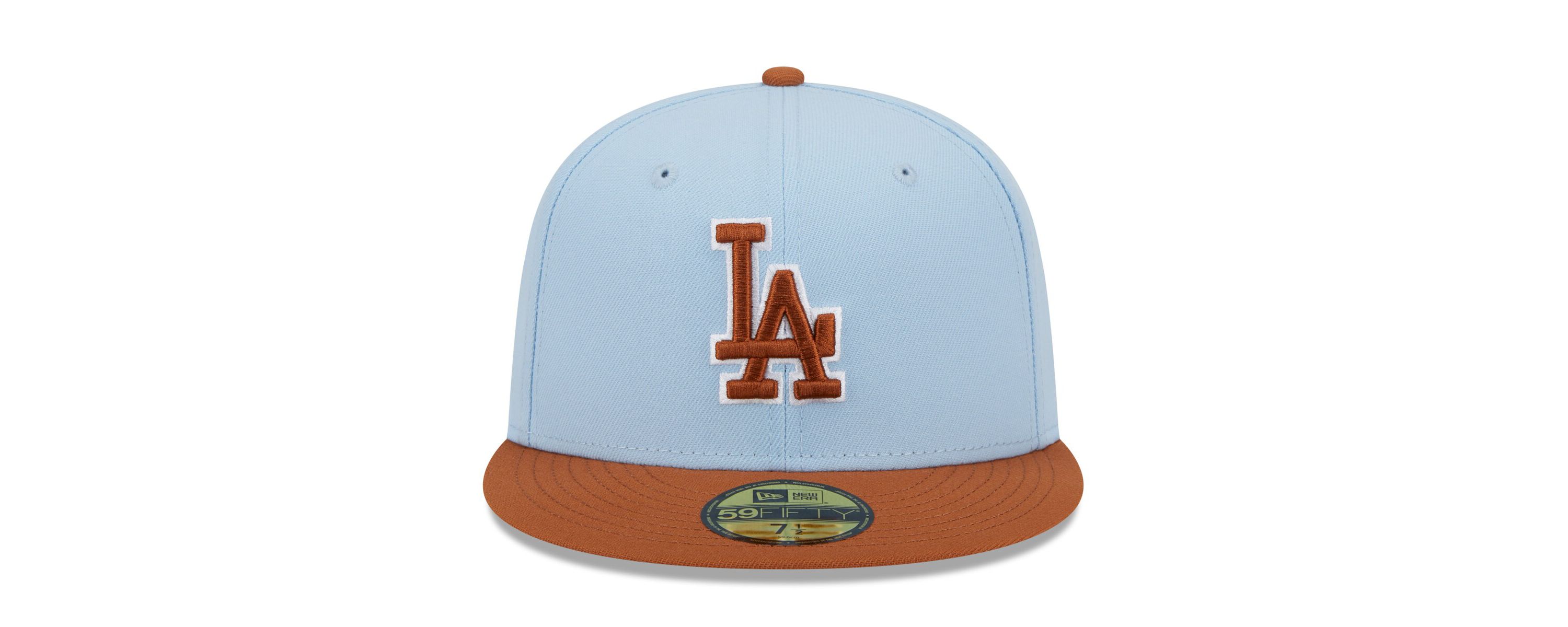 MLB Light Blue/Brown Los Angeles Dodgers Spring Color Basic Two-Tone 59FIFTY Fitted Hat