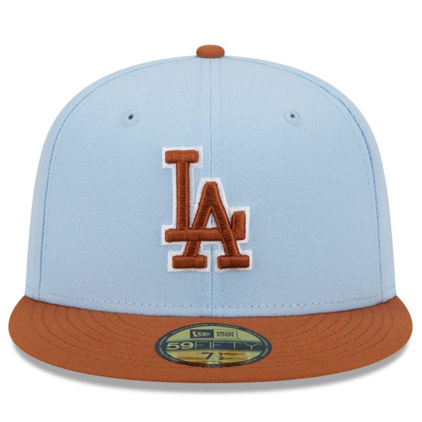MLB Light Blue/Brown Los Angeles Dodgers Spring Color Basic Two-Tone 59FIFTY Fitted Hat