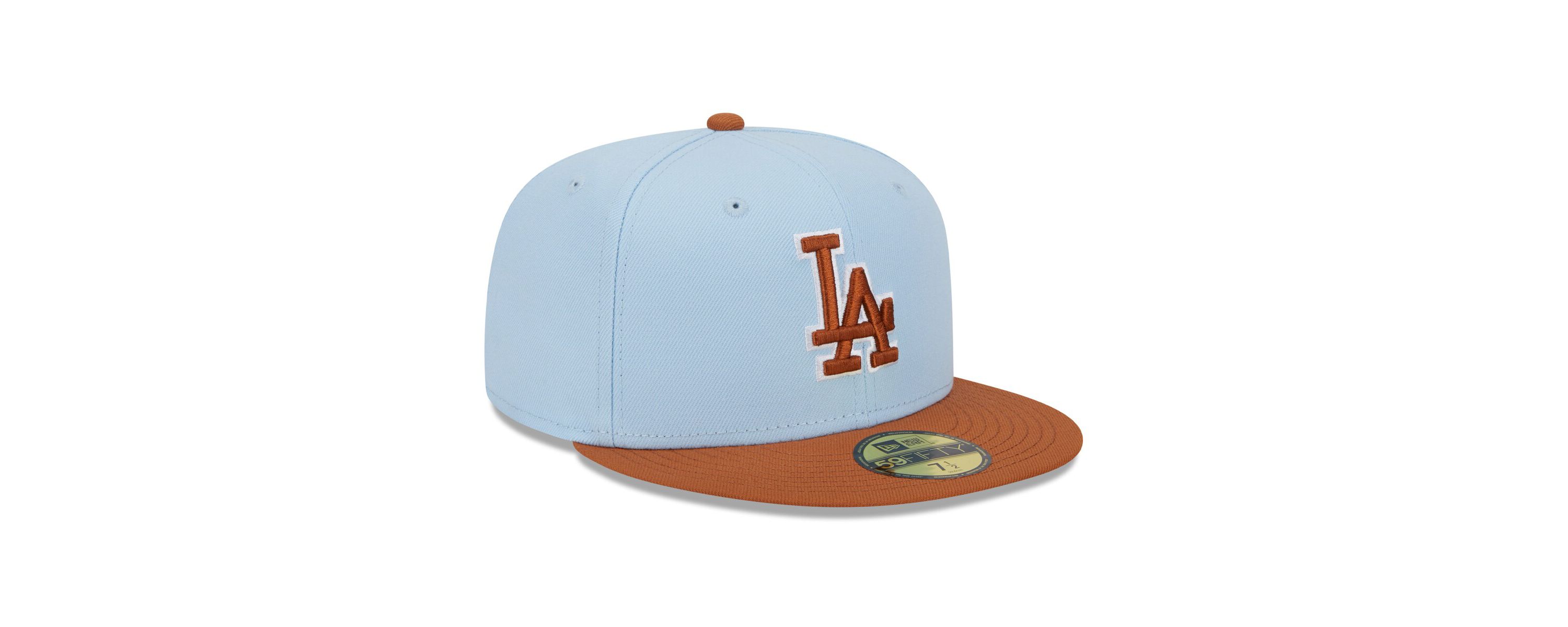 MLB Light Blue/Brown Los Angeles Dodgers Spring Color Basic Two-Tone 59FIFTY Fitted Hat