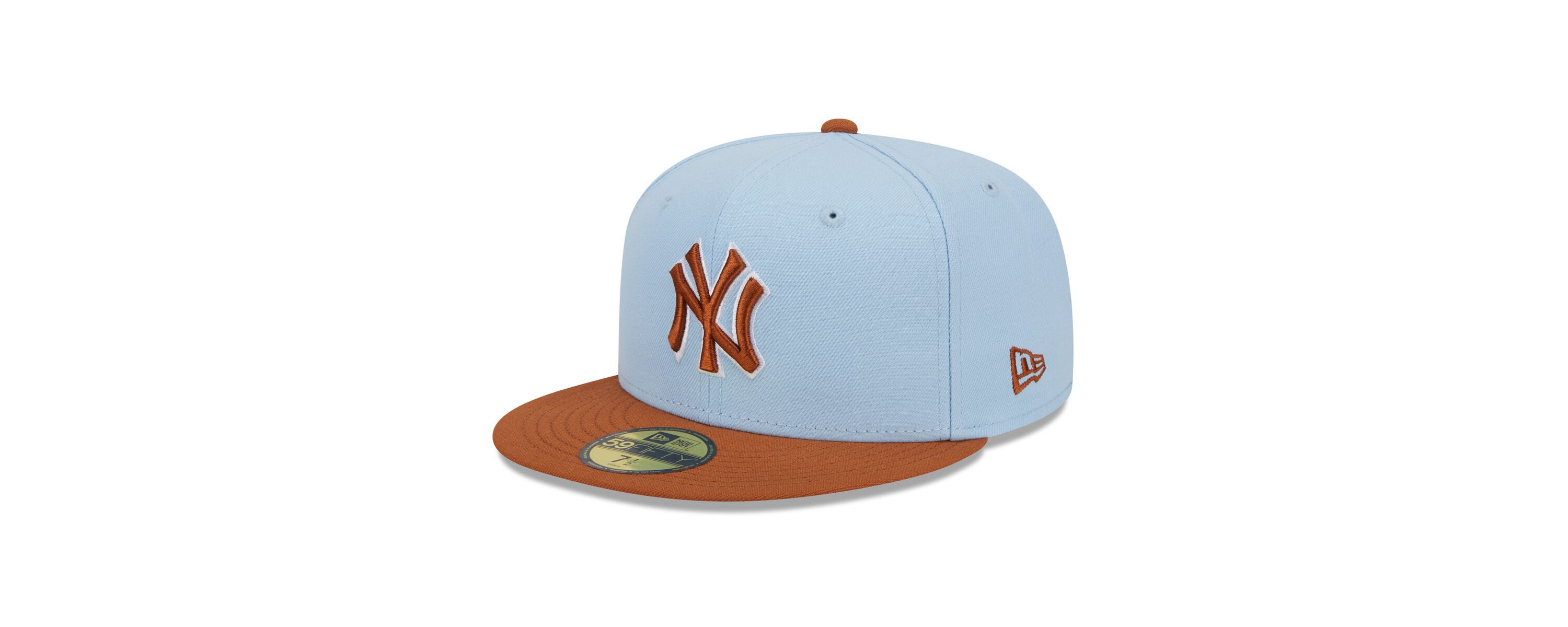 MLB Light Blue/Brown New York Yankees Spring Color Basic Two-Tone 59FIFTY Fitted Hat