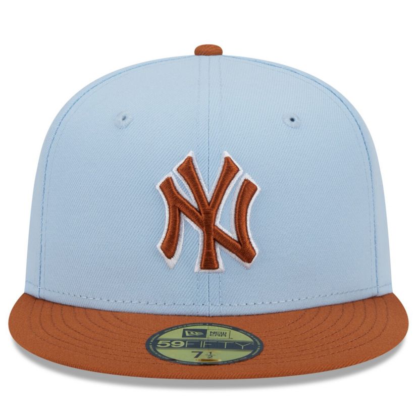 MLB Light Blue/Brown New York Yankees Spring Color Basic Two-Tone 59FIFTY Fitted Hat