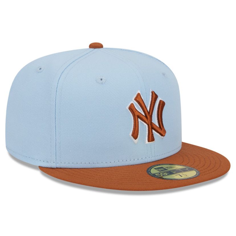 MLB Light Blue/Brown New York Yankees Spring Color Basic Two-Tone 59FIFTY Fitted Hat