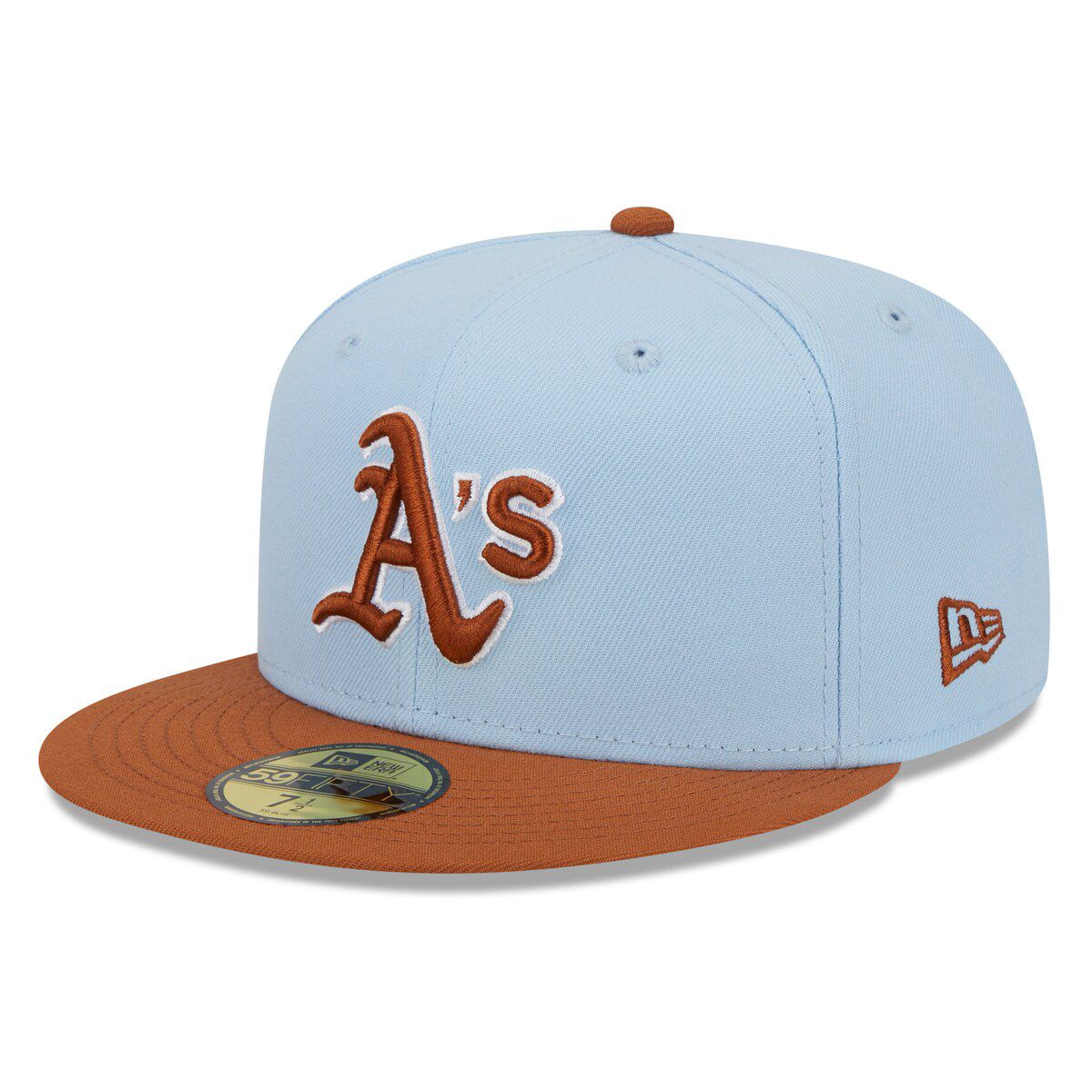 Oakland Athletics MLB Light Blue/Brown Athletics Spring Color Basic Two-Tone 59FIFTY Fitted Hat