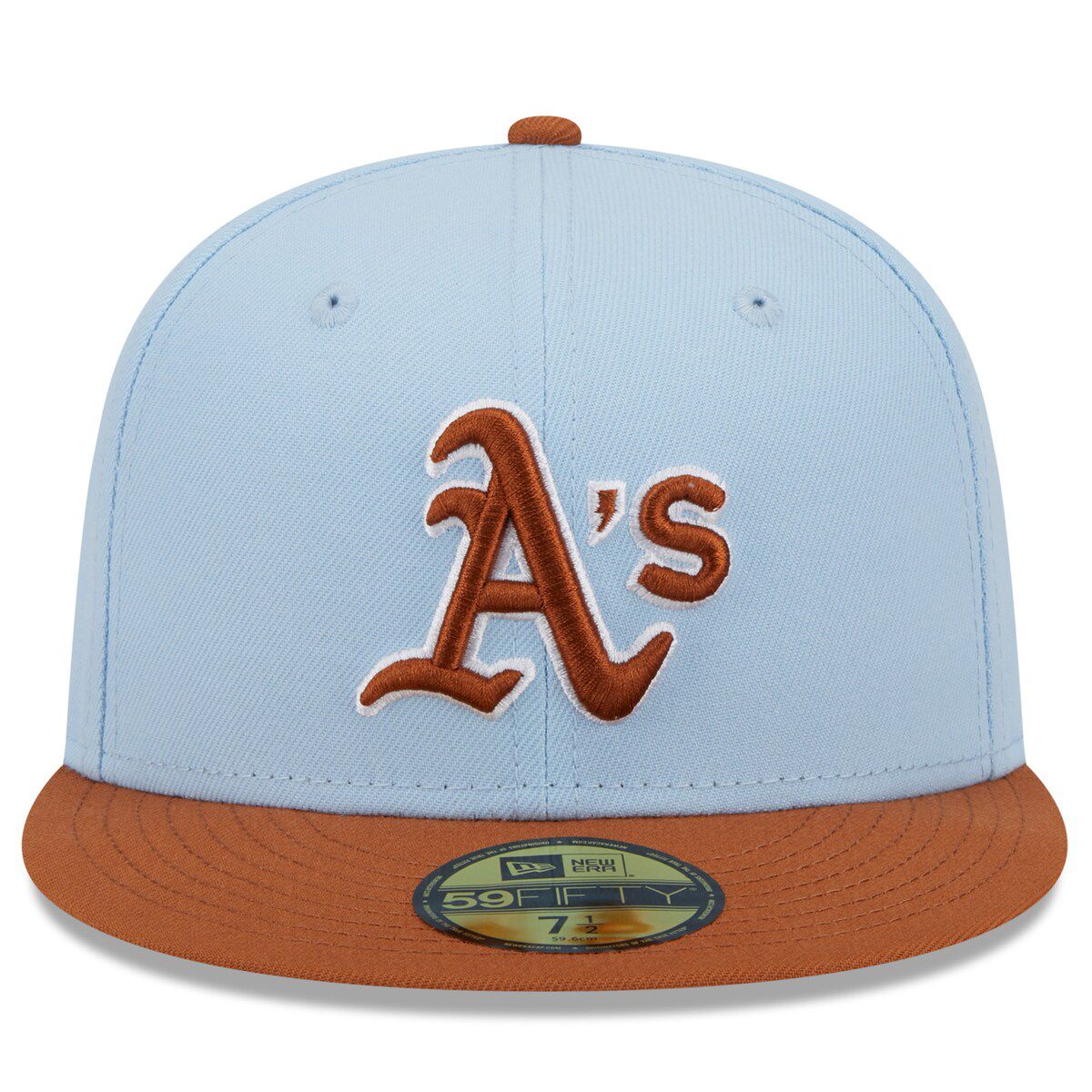 Oakland Athletics MLB Light Blue/Brown Athletics Spring Color Basic Two-Tone 59FIFTY Fitted Hat