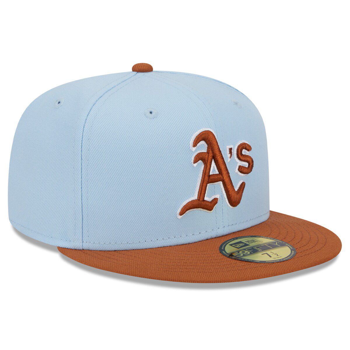 Oakland Athletics MLB Light Blue/Brown Athletics Spring Color Basic Two-Tone 59FIFTY Fitted Hat