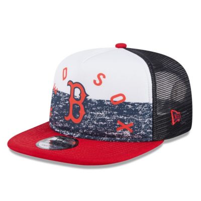 New Era Men's Boston Red Sox MLB White/Red Boston Sox Team Foam Front A-Frame Trucker 9FIFTY Snapback Hat, White