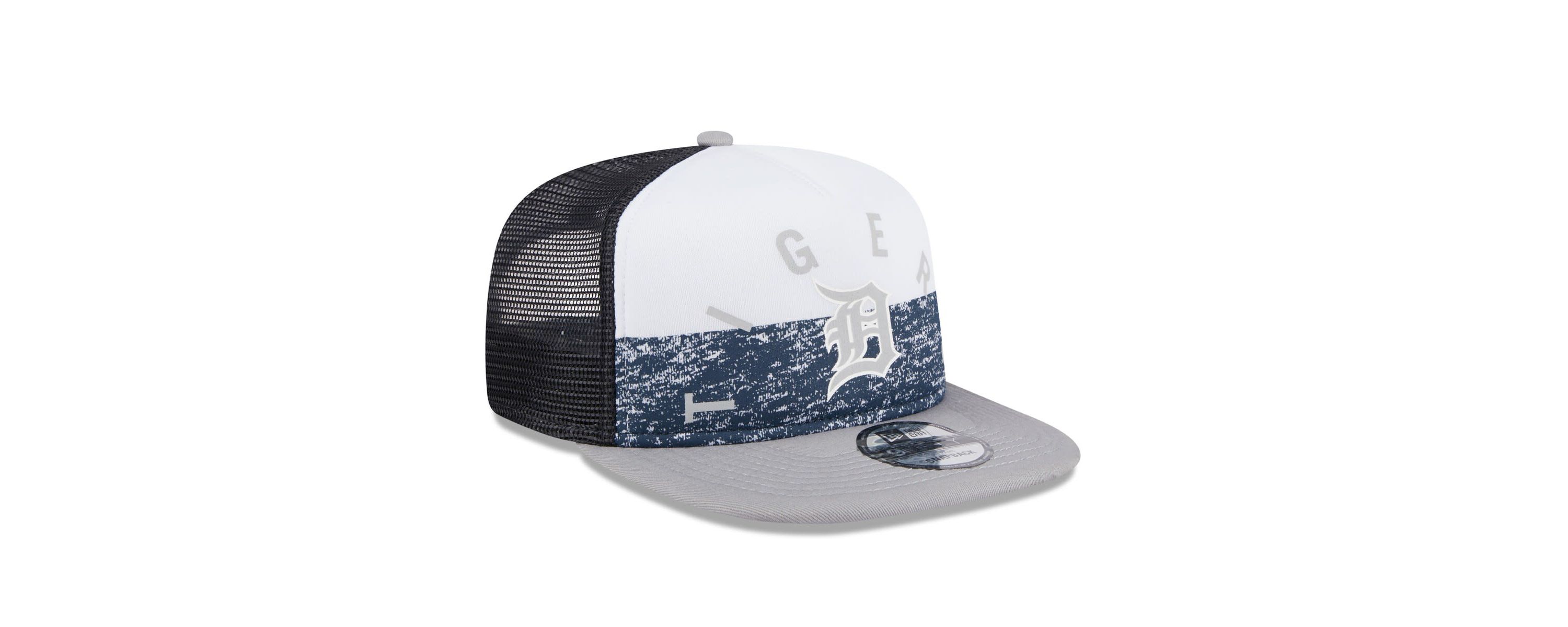 MLB White/Gray Detroit Tigers Team Foam Front A-Frame Trucker 9FIFTY Snapback Hat