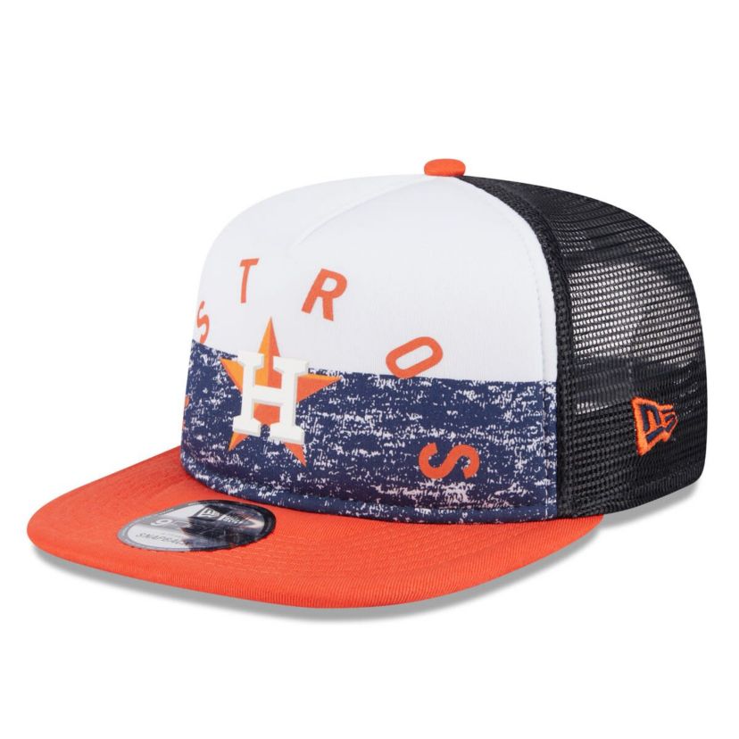 MLB White/Orange Houston Astros Team Foam Front A-Frame Trucker 9FIFTY Snapback Hat