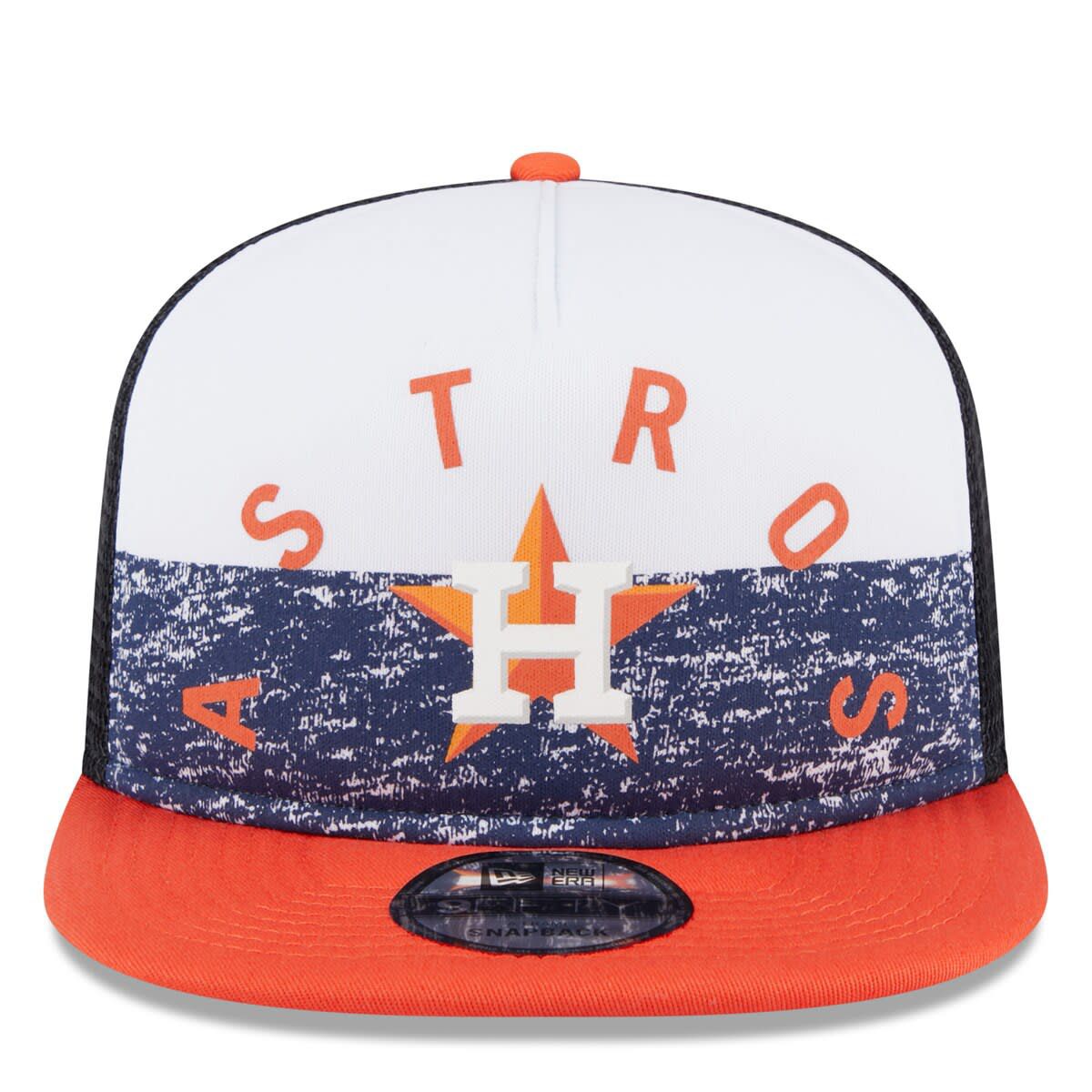 MLB White/Orange Houston Astros Team Foam Front A-Frame Trucker 9FIFTY Snapback Hat