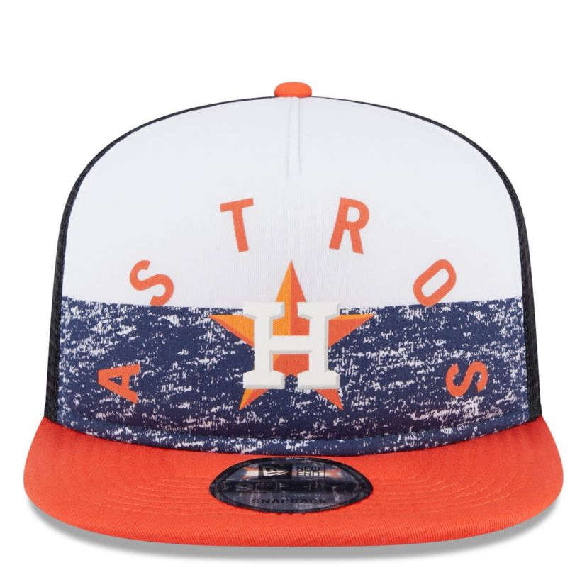 MLB White/Orange Houston Astros Team Foam Front A-Frame Trucker 9FIFTY Snapback Hat