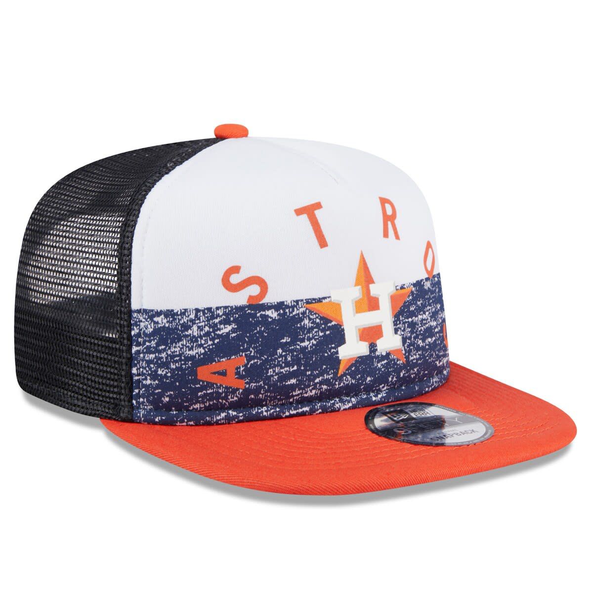 MLB White/Orange Houston Astros Team Foam Front A-Frame Trucker 9FIFTY Snapback Hat
