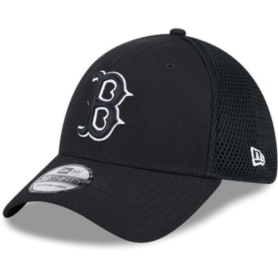New Era Men's Boston Red Sox MLB Boston Sox Evergreen & Neo 39THIRTY Flex Hat, Black, Small