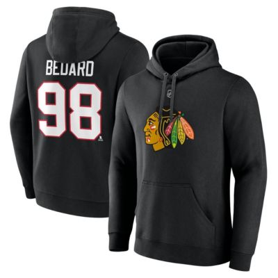 Men's NHL Fanatics Connor Bedard Chicago Blackhawks Authentic Stack Name & Number Tri-Blend Pullover Hoodie