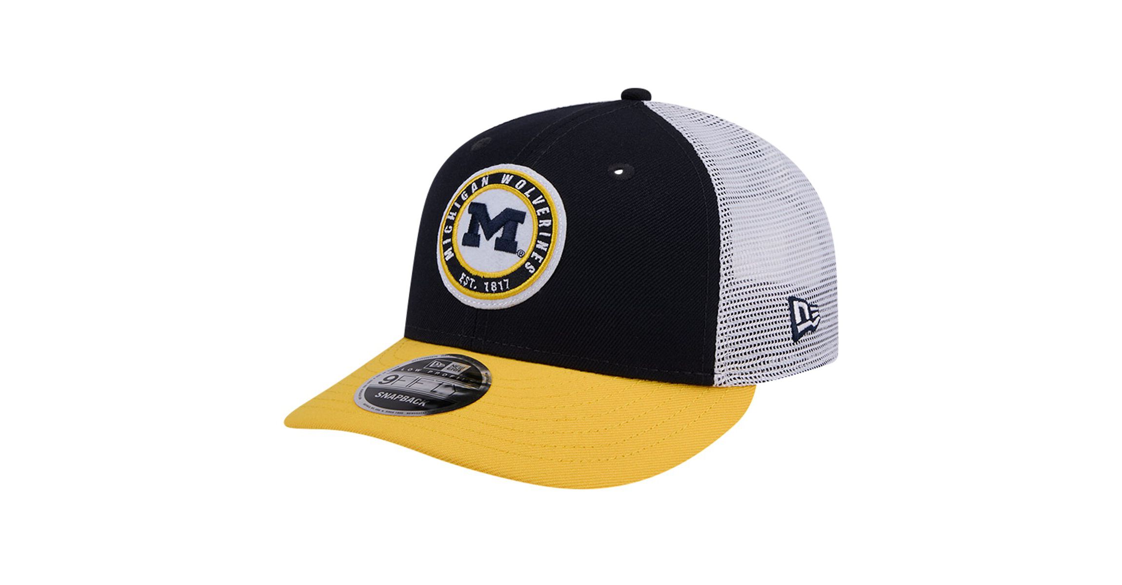 NCAA Michigan Wolverines Throwback Circle Patch 9FIFTY Trucker Snapback Hat