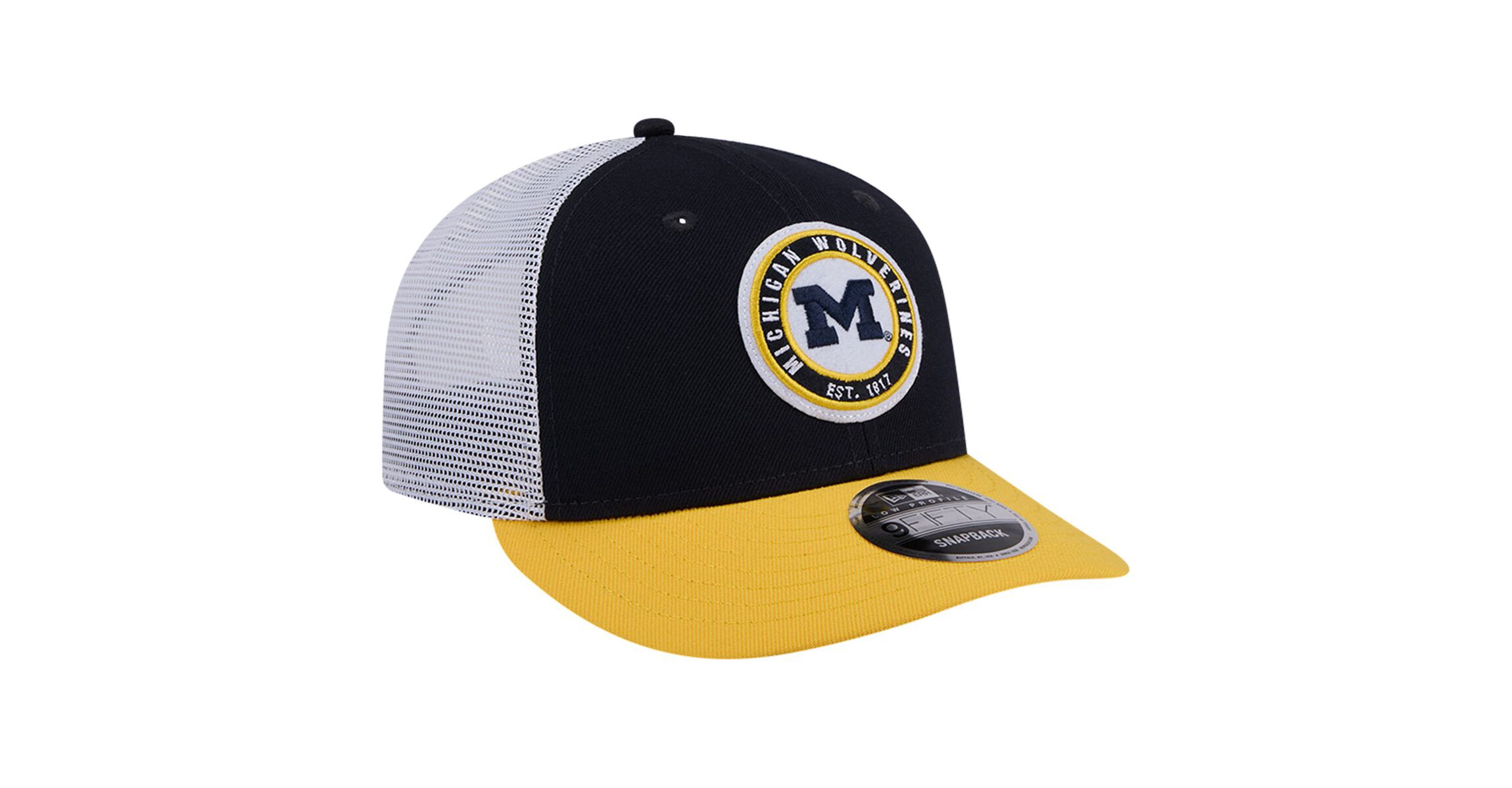 NCAA Michigan Wolverines Throwback Circle Patch 9FIFTY Trucker Snapback Hat