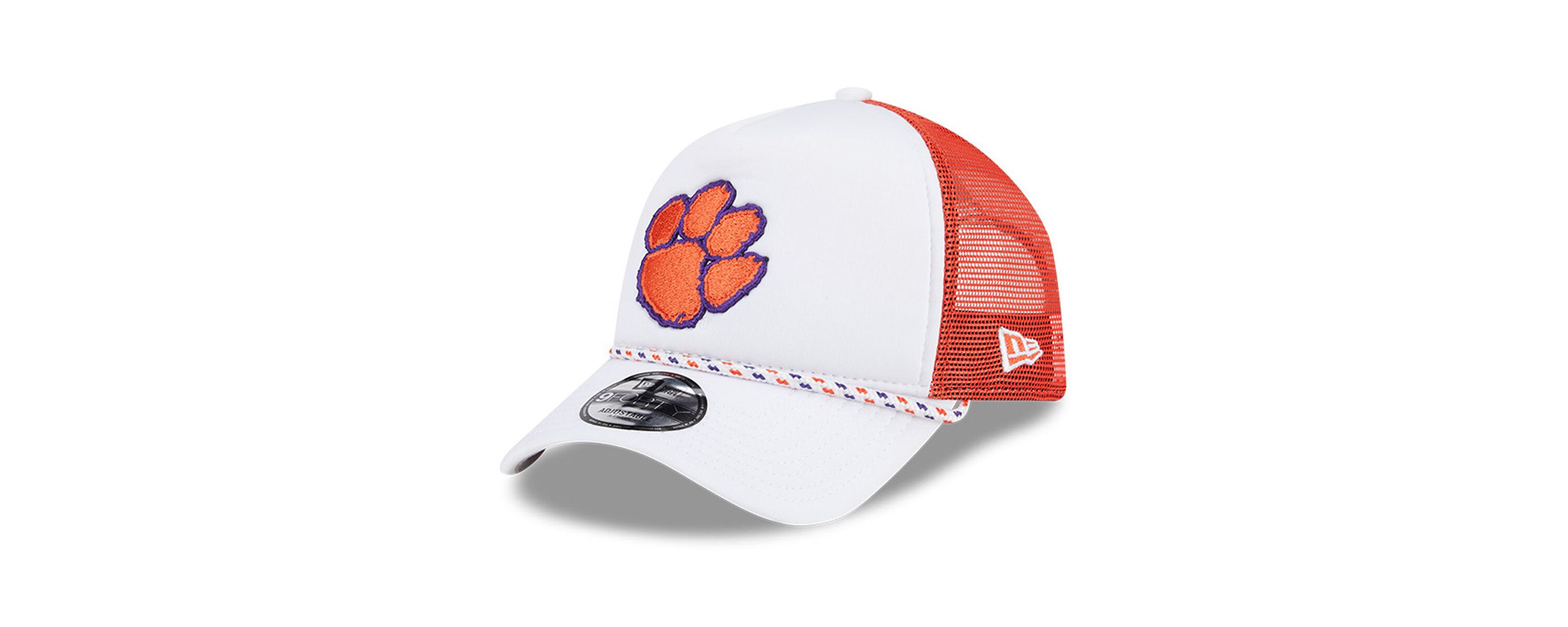 NCAA White/Orange Clemson Tigers Court Sport Foam A-Frame 9FORTY Adjustable Trucker Hat