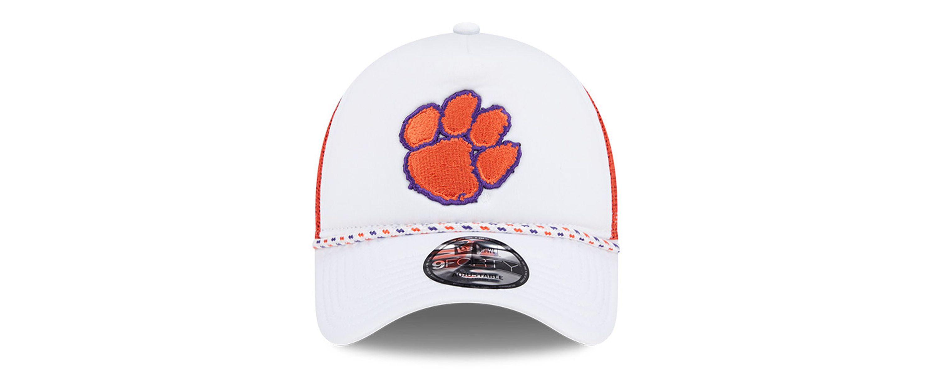 NCAA White/Orange Clemson Tigers Court Sport Foam A-Frame 9FORTY Adjustable Trucker Hat