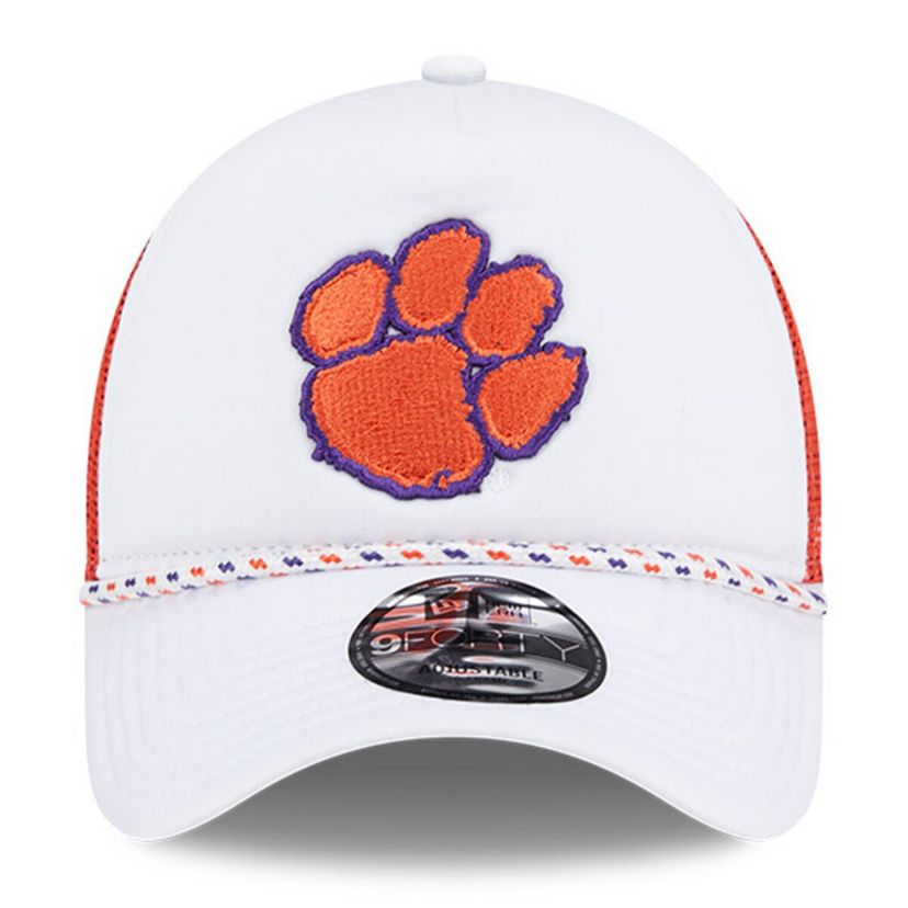 NCAA White/Orange Clemson Tigers Court Sport Foam A-Frame 9FORTY Adjustable Trucker Hat