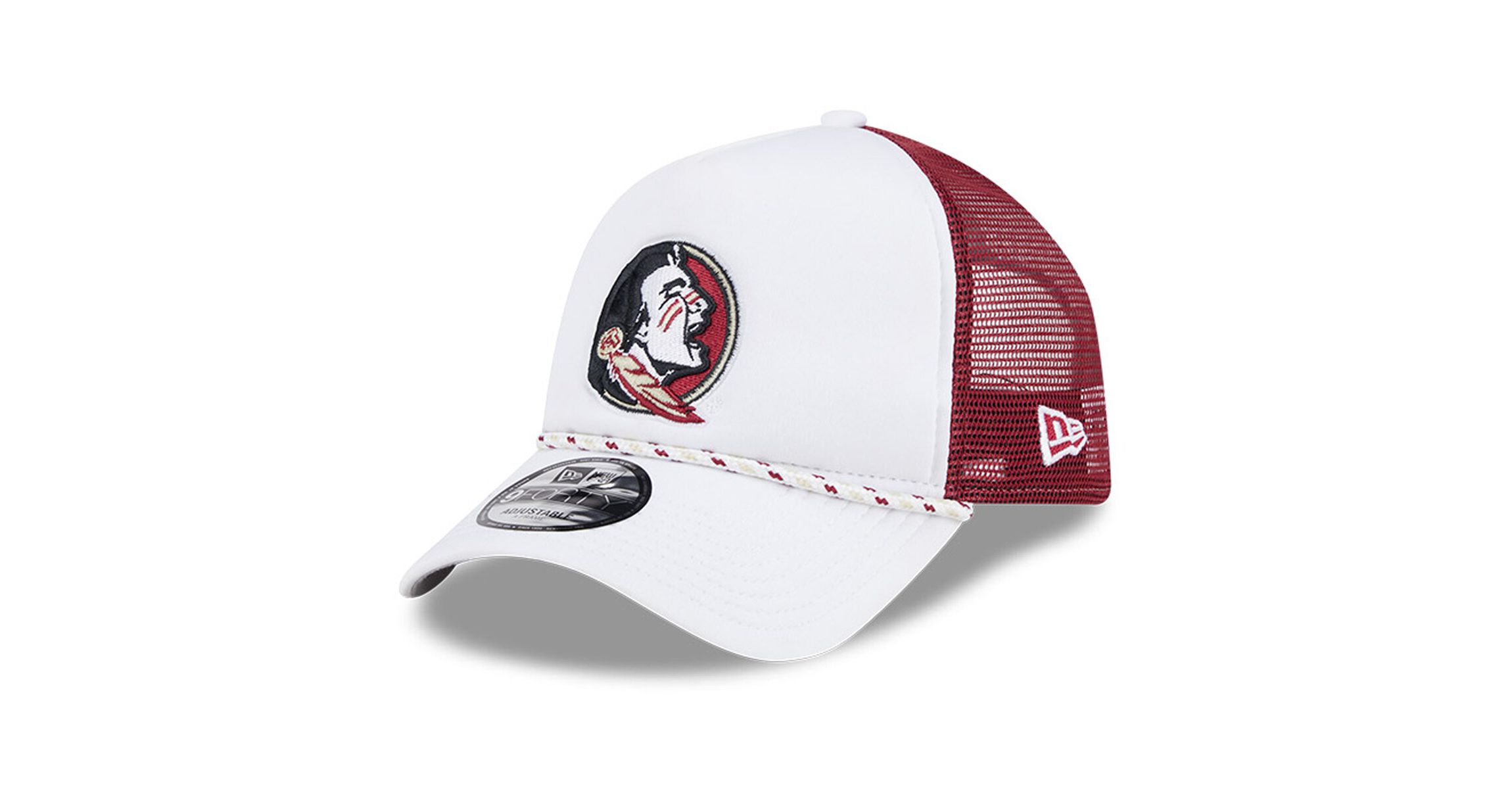NCAA White/Garnet Florida State Seminoles Court Sport Foam A-Frame 9FORTY Adjustable Trucker Hat