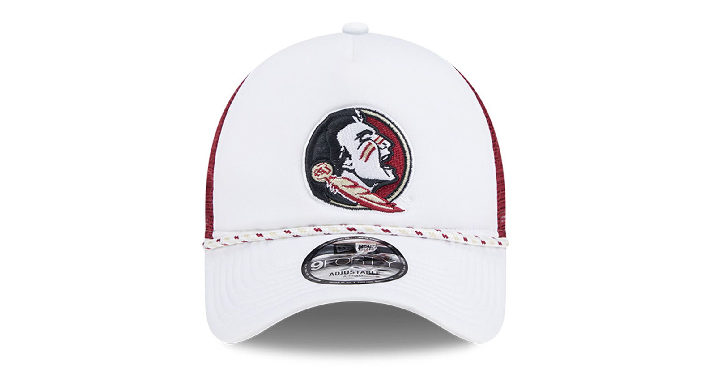NCAA White/Garnet Florida State Seminoles Court Sport Foam A-Frame 9FORTY Adjustable Trucker Hat
