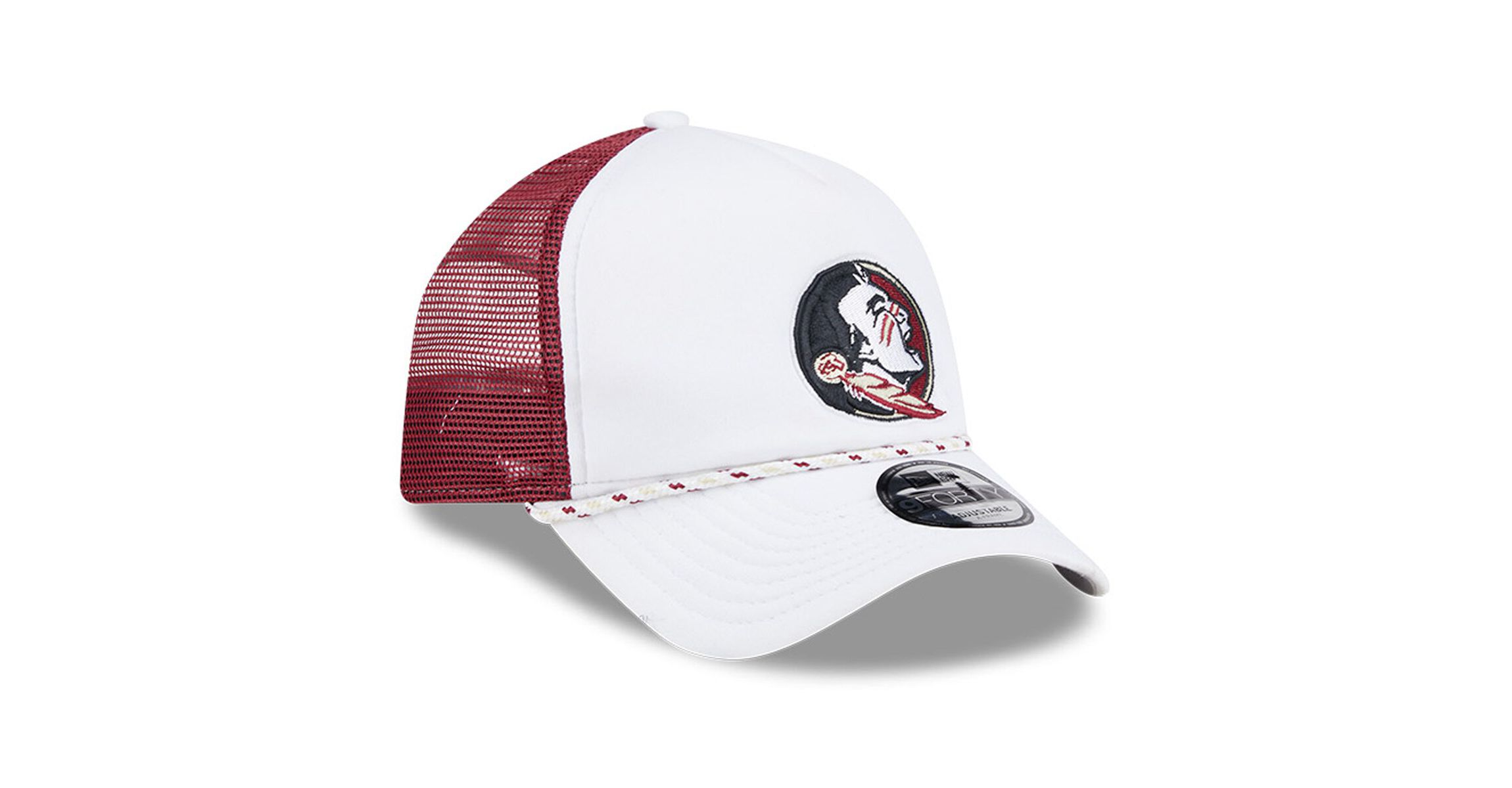 NCAA White/Garnet Florida State Seminoles Court Sport Foam A-Frame 9FORTY Adjustable Trucker Hat